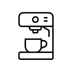 Coffee machine brewing coffee into cup icon in minimalistic style for beverage concept