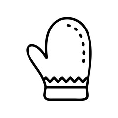 Oven mitt icon in minimalistic style for kitchenware concept
