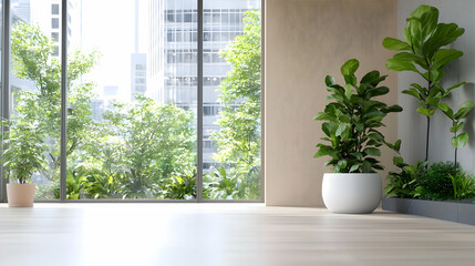 Modern office plants city view design