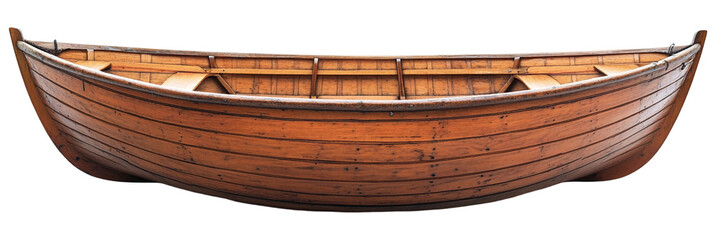 side view of An old wooden boat against a transparent background 