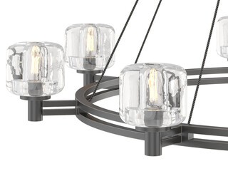 RH DEMARET ROUND CHANDELIER - Elegant Lighting Fixture Against white Background