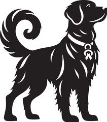 Black Dog Silhouette Vector, High Quality Illustration on White Background