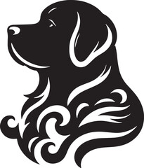 Black Dog Silhouette Vector, High Quality Illustration on White Background
