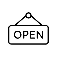 Open sign icon in minimalistic style for business concept
