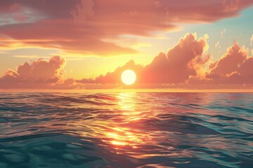Fototapeta premium Sunste in the sea landscape astronomy panoramic.
