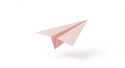 Naklejka premium Minimalist Pink Paper Airplane Illustration on White Background Perfect for Creative Concepts and Design.