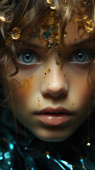 A Handsome Small  Child's Close Up Face