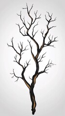 Obraz premium Bare tree with dark branches and a light background in a digital art style drawing