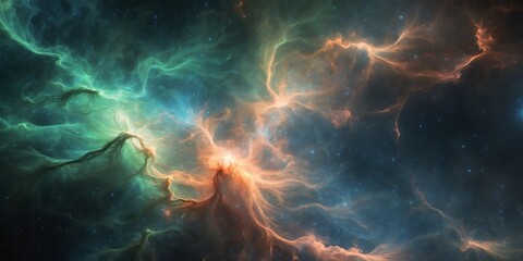 Cosmic nebula texture with vibrant colors and dark contrasts