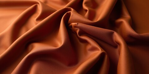 Fototapeta premium An exquisite close-up of deep orange-brown velvet, boasting a plush, silky-smooth texture that invites touch with its rich warmth and intricate weave