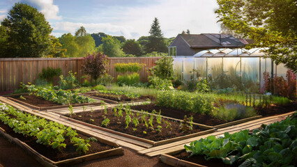 A Sustainable Garden with Homegrown Vegetables and a Rainwater Collection System        