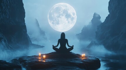 Obraz premium A person is doing medication with tranquil peaceful settings.