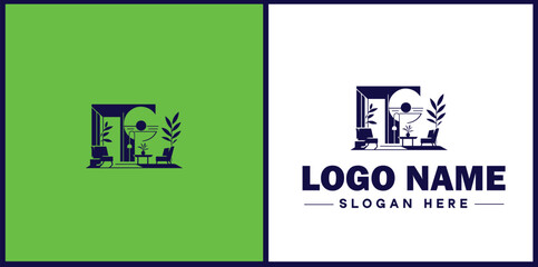 Interior Design icon Interior decoration Interior styling Space planning flat logo sign symbol editable vector