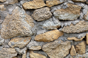 Textured wall crafted from natural stones showcasing rustic charm in muted tones