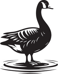 Black Goose Silhouette Vector, High Quality Illustration on White Background