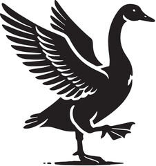 Black Goose Silhouette Vector, High Quality Illustration on White Background