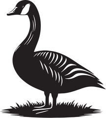 Black Goose Silhouette Vector, High Quality Illustration on White Background