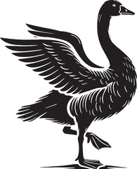 Black Goose Silhouette Vector, High Quality Illustration on White Background
