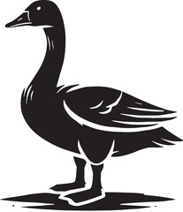 Black Goose Silhouette Vector, High Quality Illustration on White Background