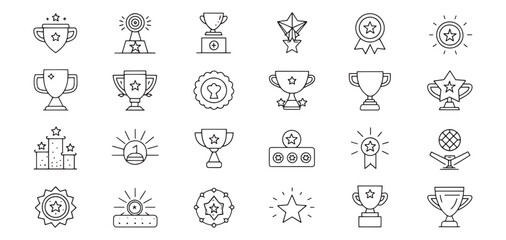 Awards and Bonuses Icons Set – Modern Thin Line Vector Illustration