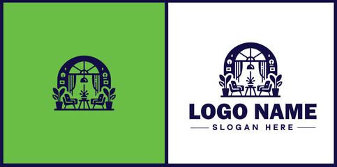 Interior Design icon Interior decoration Interior styling Space planning flat logo sign symbol editable vector