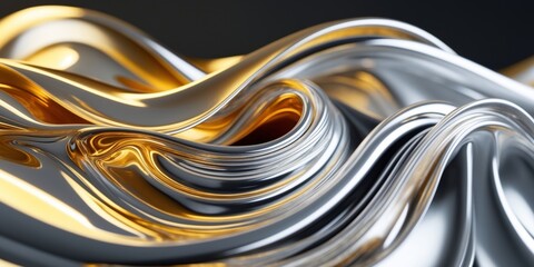 Shiny liquid gold and silver swirl background art for luxury design and abstract visuals.