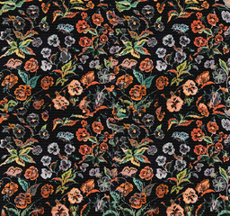 Colorful Flower and Leaf Texture Background