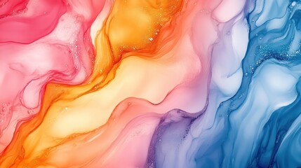 Abstract vibrant alcohol ink art, colorful swirls, fluid texture, background design, wall art