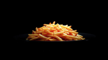 Fototapeta premium Dramatic French Fries on a Black Background