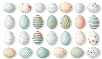 Fototapeta premium Set of Easter Eggs Collection with Unique Patterns and Designs for Spring Celebrations, Ideal for Holiday Decorations and Seasonal Crafts