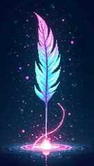 "A pixelated 8-bit enchanted ink quill that writes glowing runes in the air for a 2D side-scrolling game."
c