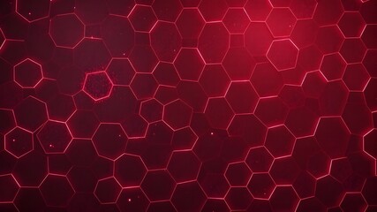 Obraz premium Seamless futuristic pattern of vibrant geometric hexagon shapes. VR HUD futuristic user interface hexagons grid. Technology luminous cells texture. FUI Sci FI dashboard. Futuristic honeycomb concept