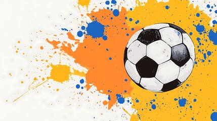 Fototapeta premium Dynamic Soccer Ball with Colorful Splash of Paint Representing Energy and Motion