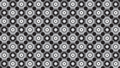 Octagonal seamless geometric pattern combination of black and gray. Perfect for printing, design and textiles