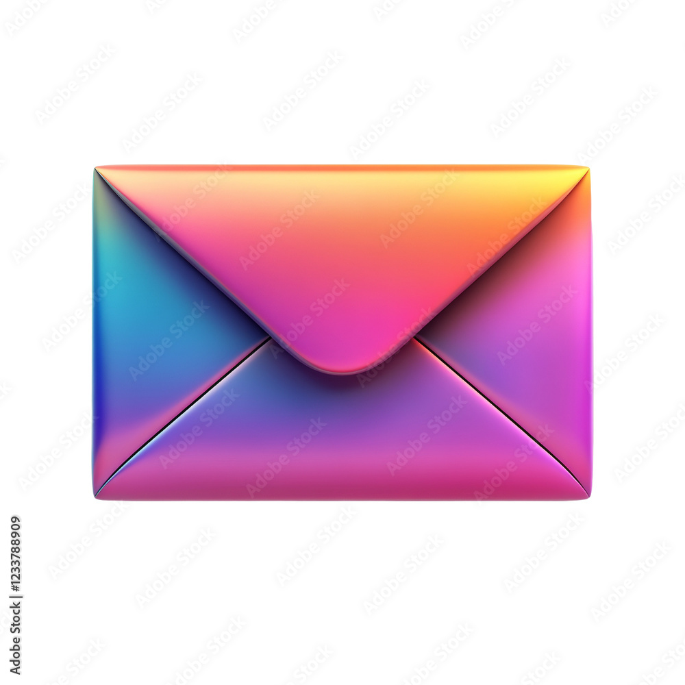 Poster A digitally rendered image of a colorful iridescent envelope representing communication.