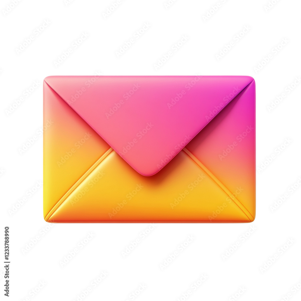 Poster A 3D rendered image of a closed envelope with a vibrant pink and orange gradient color scheme.