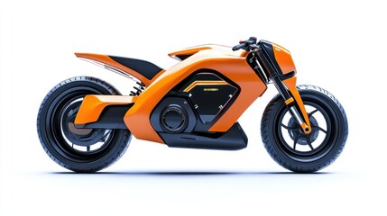 Fototapeta premium Orange electric motorcycle design, studio shot
