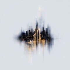 Fototapeta premium Futuristic skyline with glowing data trends urban cityscape digital art night view technology visualization