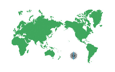 手刷りの版画風に描いた、レトロ感のある世界地図