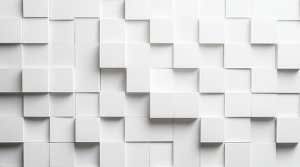 Obraz premium Abstract White Cube Wall Design, Abstract white cube wall with varying dimensions and depths.