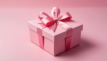 Fototapeta premium Beautifully Wrapped Pink Gift Box in Pink Background