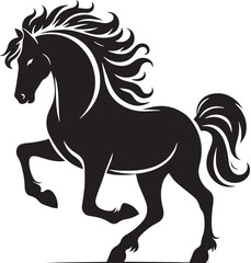 Black Horse Silhouette Vector, High Quality Illustration on White Background