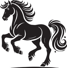 Black Horse Silhouette Vector, High Quality Illustration on White Background