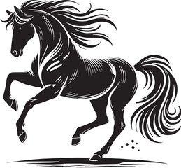 Black Horse Silhouette Vector, High Quality Illustration on White Background