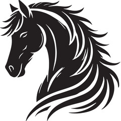 Black Horse Silhouette Vector, High Quality Illustration on White Background