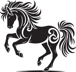 Black Horse Silhouette Vector, High Quality Illustration on White Background
