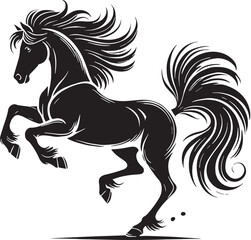 Black Horse Silhouette Vector, High Quality Illustration on White Background