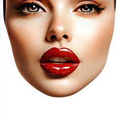 Fototapeta premium woman lips with red lipstick