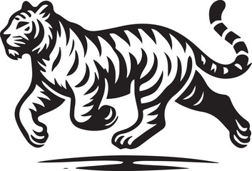 Bengal Tiger silhouette black and white vector icon