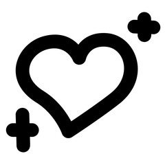 heart sparkle icon, simple heart sparkle outline icon